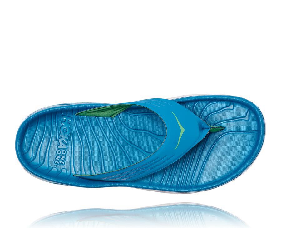 Hoka One One Mens Sandals - ORA Recovery Flip - Blue/White - DNCU57063